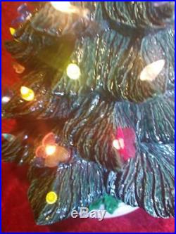 Vintage Ceramic Christmas Tree 16 Tall Lighted Bird & Butterfly Bulbs