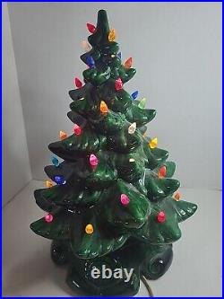 Vintage Ceramic Christmas Tree 16 With Plug In Light Base And Bulbs