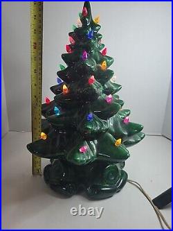 Vintage Ceramic Christmas Tree 16 With Plug In Light Base And Bulbs