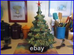 Vintage Ceramic Christmas Tree 17 Inch-19 Inch Large Multi Colored Lights