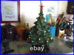 Vintage Ceramic Christmas Tree 17 Inch-19 Inch Large Multi Colored Lights