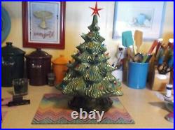 Vintage Ceramic Christmas Tree 17 Inch-19 Inch Large Multi Colored Lights
