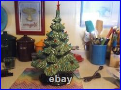 Vintage Ceramic Christmas Tree 17 Inch-19 Inch Large Multi Colored Lights