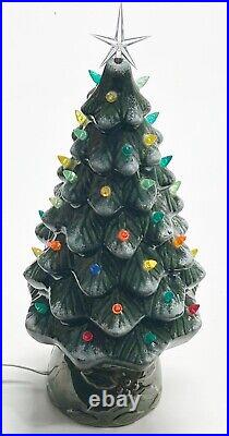 Vintage Ceramic Christmas Tree 17 With Colored Lights with Base & box
