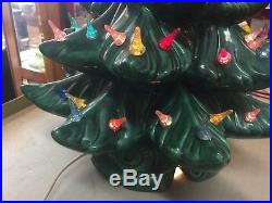Vintage Ceramic Christmas Tree 18 ATLANTIC Mold Lighted Green with Music Box