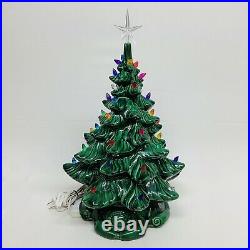 Vintage Ceramic Christmas Tree 18 Approx Lighted Signed dated 1976 MINT
