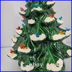 Vintage Ceramic Christmas Tree 18 Inches Tall ATLANTIC MOLD Flocked Lights