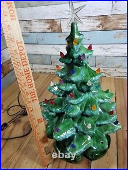 Vintage Ceramic Christmas Tree 18 Inches Tall Music Box ATLANTIC MOLD 1975