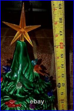 Vintage Ceramic Christmas Tree 18 With Lights and Star EXC No Base