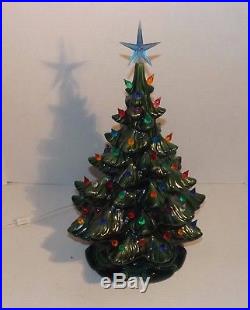 Vintage Ceramic Christmas Tree 19 Atlantic Mold Multi Color Green Tree Nice
