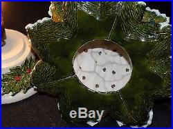 Vintage Ceramic Christmas Tree 19 Music Box Flocked Snow Musical Holly