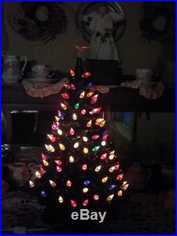 Vintage Ceramic Christmas Tree 19 Musical Multicolored Free Shipping