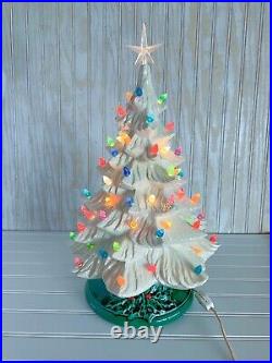 Vintage Ceramic Christmas Tree 1989 White With Green Base 16