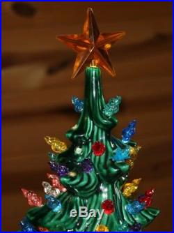 Vintage Ceramic Christmas Tree 2 Piece 19 Tall TONS OF LIGHTS 1970's RARE
