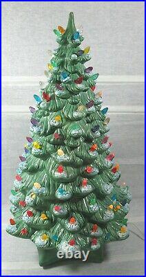 Vintage Ceramic Christmas Tree 20.5 Tall Holland Mold Blue Tipped Branches