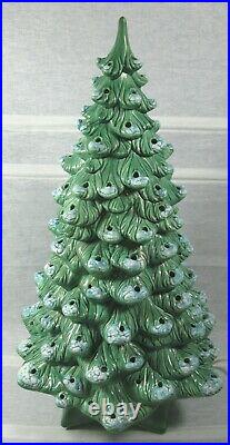 Vintage Ceramic Christmas Tree 20.5 Tall Holland Mold Blue Tipped Branches