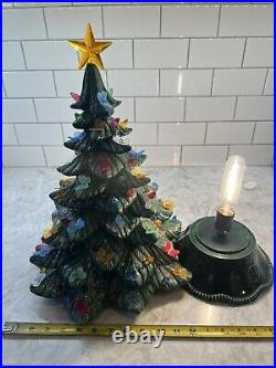 Vintage Ceramic Christmas Tree 20 With Base, Butterflies And Bulbs
