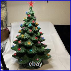 Vintage Ceramic Christmas Tree 21 x 13 Lighted Base 3 Pieces Nowell Mold Vintage Ceramic Christmas Tree 21 x 13 Lighted Base 3 Pieces Nowell Mold