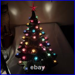Vintage Ceramic Christmas Tree 21 x 13 Lighted Base 3 Pieces Nowell Mold