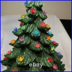 Vintage Ceramic Christmas Tree 21 x 13 Lighted Base 3 Pieces Nowell Mold