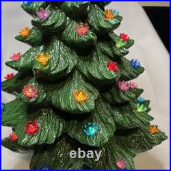Vintage Ceramic Christmas Tree 21 x 13 Lighted Base 3 Pieces Nowell Mold
