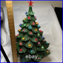Vintage Ceramic Christmas Tree 21 x 13 Lighted Base 3 Pieces Nowell Mold