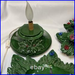 Vintage Ceramic Christmas Tree 21 x 13 Lighted Base 3 Pieces Nowell Mold