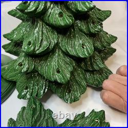 Vintage Ceramic Christmas Tree 21 x 13 Lighted Base 3 Pieces Nowell Mold