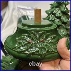 Vintage Ceramic Christmas Tree 21 x 13 Lighted Base 3 Pieces Nowell Mold