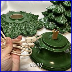 Vintage Ceramic Christmas Tree 21 x 13 Lighted Base 3 Pieces Nowell Mold