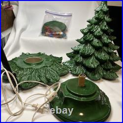 Vintage Ceramic Christmas Tree 21 x 13 Lighted Base 3 Pieces Nowell Mold