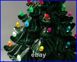 Vintage Ceramic Christmas Tree 24 Inch 2 Piece multicolor lights large