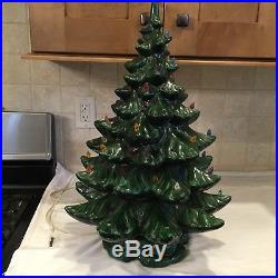 Vintage Ceramic Christmas Tree -24 Inches Tall- Lights Up-2 Pieces