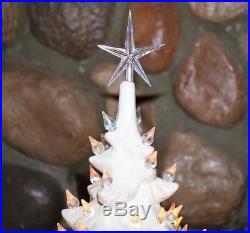 Vintage Ceramic Christmas Tree 3 Piece 22 Tall 16 Wide Pearl White Iridescent