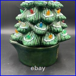 Vintage Ceramic Christmas Tree Decanter Corked Kentucky Bourbon Snow Capped 1980