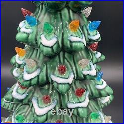 Vintage Ceramic Christmas Tree Decanter Corked Kentucky Bourbon Snow Capped 1980