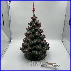 Vintage Ceramic Christmas Tree Extra Large 25 Tall Complete Red Bird Lights