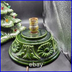 Vintage Ceramic Christmas Tree Green Flocked 16 2 Piece 1970s