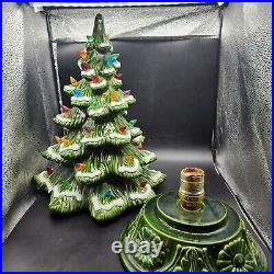 Vintage Ceramic Christmas Tree Green Flocked 16 2 Piece 1970s