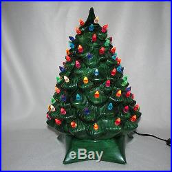 Vintage Ceramic Christmas Tree Green Lighted 15 99 Lights Free Shipping