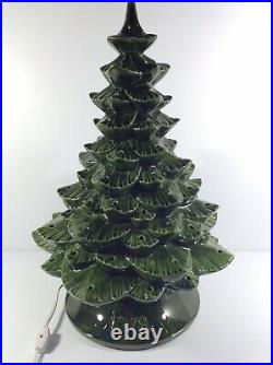 Vintage Ceramic Christmas Tree Green Tree with Base and Lights 1977 1978 17