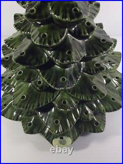 Vintage Ceramic Christmas Tree Green Tree with Base and Lights 1977 1978 17