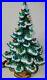Vintage Ceramic Christmas Tree Green With Snow Large 14in By 10in Has Base Bulbs