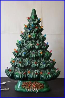 Vintage Ceramic Christmas Tree HTF Flat Mantle Window Display Piece 27 Tall