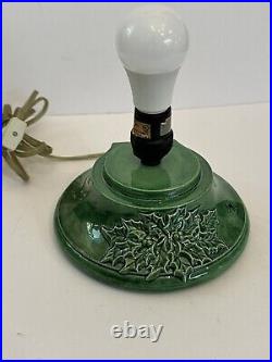 Vintage Ceramic Christmas Tree Holly Base Missing Ornaments See Description