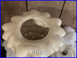 Vintage Ceramic Christmas Tree Iridescent White 22 Light + Music Box MCM Vintage Ceramic Christmas Tree Iridescent White 22 Light + Music Box MCM