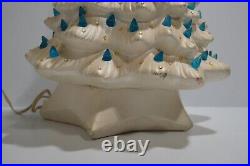 Vintage Ceramic Christmas Tree Iridescent White & Blue Bulbs 21 MCM WORKS Decor