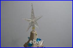 Vintage Ceramic Christmas Tree Iridescent White & Blue Bulbs 21 MCM WORKS Decor