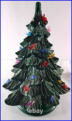 Vintage Ceramic Christmas Tree Lamp Light Tabletop W Doves Retro Large 15.5