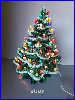 Vintage Ceramic Christmas Tree Large Branded Flocked Light Up